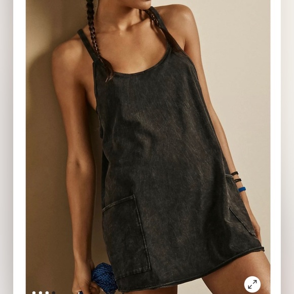Free People Hot Shot Mini Dress in Washed Black in Medium NWOT - Picture 5 of 7